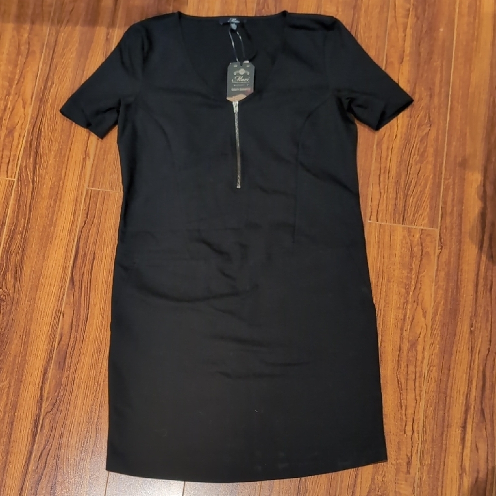 Mavi Elegant Zippered Black Dress Size Small